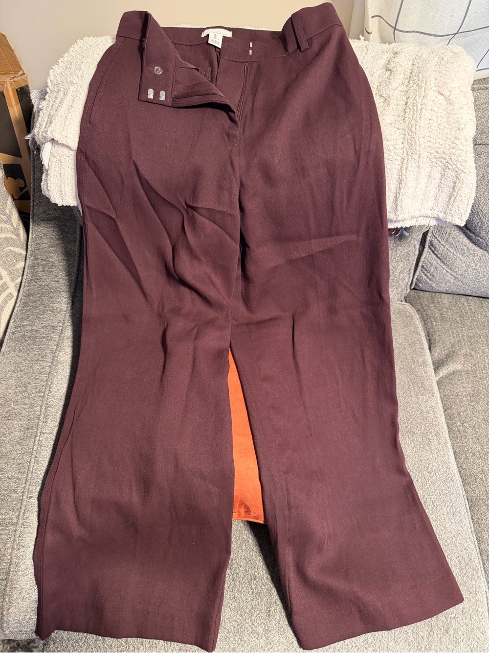 H&M Women’s High-Waist Wide Leg Pants in Deep Plum